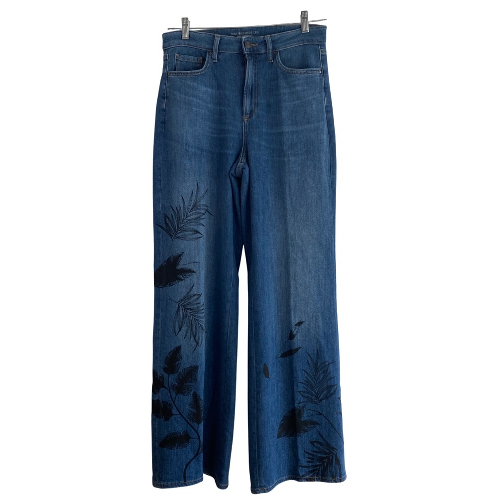 Chico’s 1R (8R) High Rise Wide Leg Jeans Women’s Blue Wildflower Indigo Denim